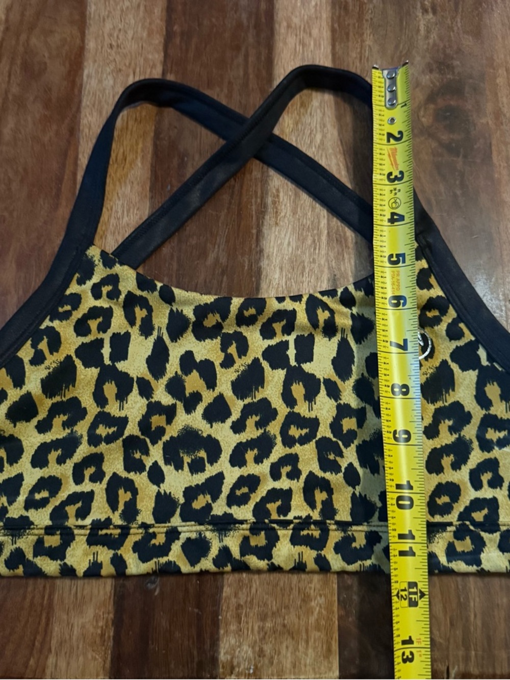 Zumba Leopard Print Sports Bra Crossback Bralette Black & Tan & Gold Size M - Picture 5 of 5